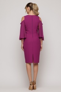 Rochie fucsia cu mâneci vaporoase și umeri decupați - Img 4