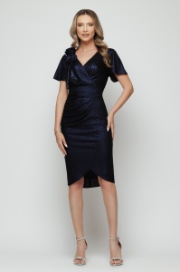Rochie 'Giselle' bleumarin închis cu floare aplicată - Img 2