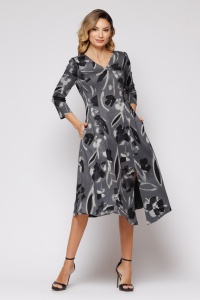 Rochie 'Jacqueline' din tricot cu imprimeu alb negru - Img 3