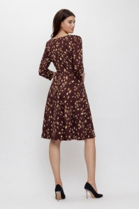 Rochie 'Josephine' grena din tricot cu print - Img 2