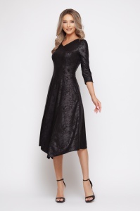 Rochie 'Kendra' asimetrică din jerse texturat - Img 3