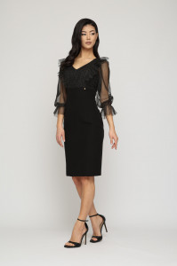 Rochie 'Kristine' cu volănașe și tulle sidefat - Img 3