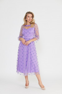 Rochie lavandă din tulle cu inserții din catifea - Img 3