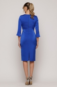 Rochie 'Margaret' dreaptă albastru regal din material satinat - Img 3