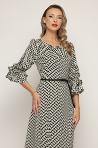 Rochie 'Minerva' albă din voal cu imprimeu grafic - Img 6