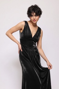 Rochie 'Nemesi' lungă din lurex cu eșarfă