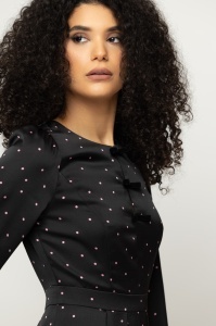 Rochie 'Olivia' midi din satin cu fundițe din catifea - Img 5