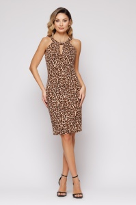 Rochie 'Priscilla' conică animal print cu mâneci detașabile - Img 2