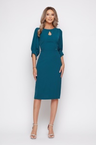 Rochie 'Samantha' albastru turquoise cu decupaj - Img 1