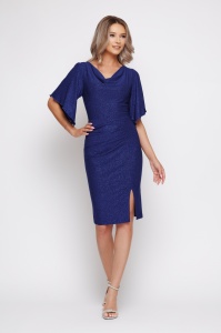 Rochie 'Scarlett' albastru indigo cu guler lăsat - Img 3