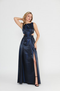 Rochie 'Vivienne' maxi satinata cu decupaje - Img 2