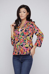 Sacou 'Sabrina' din bumbac cu print grafic colorat - Img 2