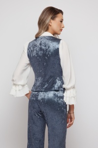Vestă 'Charlize' din catifea albastru denim - Img 5