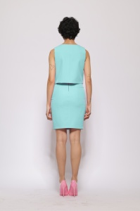 Vestă 'Orphea' turquoise asimetrică cu decupaj - Img 3