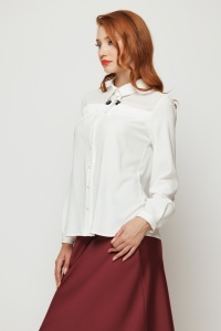 Bluză 'Lisette' albă din voal cu accesorii florale - Img 4