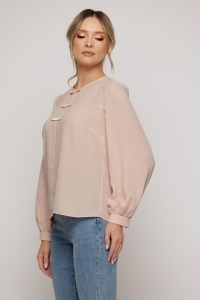 Bluză rosé cu detalii din catifea și croială fluidă - Img 2