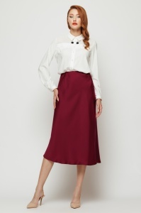 Fustă 'Keira' burgundy din material satinat - Img 2