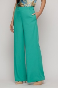 Pantaloni verde turquoise evazați din vâscoză - Img 4