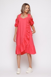 Rochie 'Annabelle' roz din bumbac cu volane - Img 5