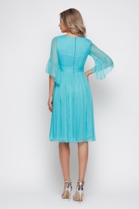 Rochie 'Ariana' turquoise din mătase naturală - Img 12
