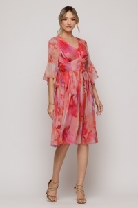 Rochie 'Arielle' din voal mătăsos cu imprimeu vibrant - Img 2