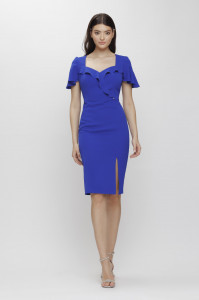 Rochie 'Arina' albastru regal conică cu volane - Img 2