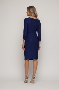 Rochie 'Blair' albastru indigo din lurex sidefat - Img 6