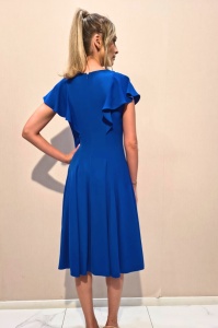 Rochie 'Cara' albastru regal cu volane - Img 4