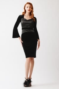 Rochie 'Darcy' din catifea cu bust din tafta - Img 2