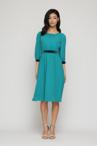 Rochie 'Eizabeth' albastru turquoise cu detalii din catifea - Img 3