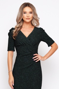 Rochie 'Elektra' verde închis din lurex sidefat - Img 5