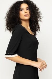 Rochie 'Giselle' midi cu detalii contrastante - Img 5