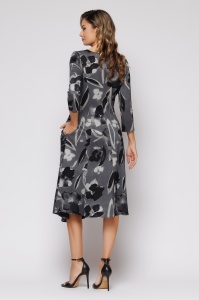 Rochie 'Jacqueline' din tricot cu imprimeu alb negru - Img 4