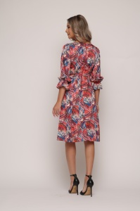 Rochie 'Judy' din voal satinat imprimat multicolor și lanț auriu - Img 8