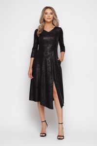 Rochie 'Kendra' asimetrică din jerse texturat - Img 2