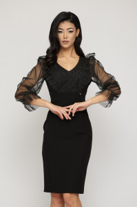Rochie 'Kristine' cu volănașe și tulle sidefat - Img 1