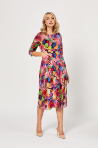 Rochie lejeră din tricot cu imprimeu multicolor - Img 2