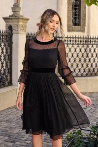 Rochie 'Mathilde' neagră din mătase naturală - Img 2