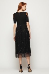 Rochie midi cu basc si umeri transparenti - Img 4