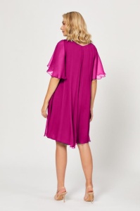 Rochie raspberry din mătase naturală și cristale - Img 2