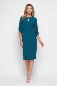 Rochie 'Samantha' albastru turquoise cu decupaj - Img 3