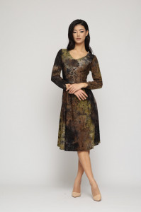 Rochie 'Solange' din jerse texturat arămiu - Img 3