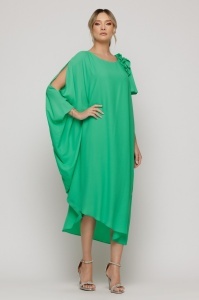 Rochie verde mint cu detaliu floral pe umăr - Img 1