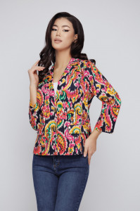 Sacou 'Sabrina' din bumbac cu print grafic colorat - Img 1