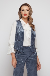 Vestă 'Charlize' din catifea albastru denim - Img 6