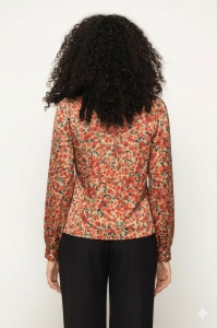 Bluză 'Josephine' cu print floral și nasture bijuterie - Img 2