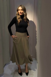 Fustă 'Lynelle' evazată cu imprimeu pepit - Img 3