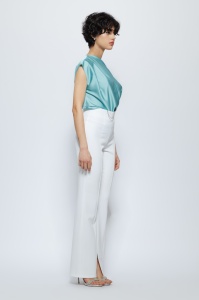 Pantaloni 'Cassiopeia' albi evazați - Img 3