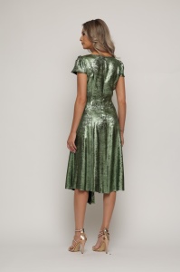Rochie 'Anastasia' verde cu peliculă și accesoriu floare - Img 10