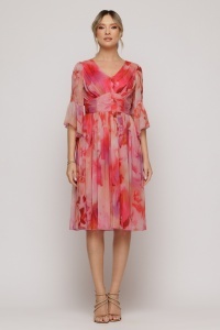 Rochie 'Arielle' din voal mătăsos cu imprimeu vibrant - Img 4